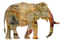 Elephant shape collage cutouts background vintage animal.