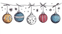 Hand drawn christmas baubles illustration decoration accessories.