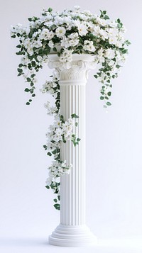 Classic decorative white stone pillar flowers wedding white flowers.