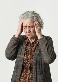 Realelderly woman head background headache.