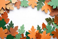 Paper cutout-style illustration borders with various colored leaves leaf autumn decoration.