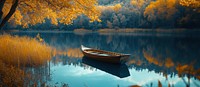 Boat on a lake landscape outdoors scenery.