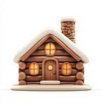 Decorated Christmas Log cabin illustration house log.