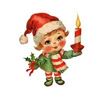 Candle character christmas vintage retro.