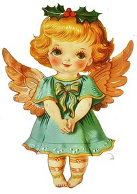 Christmas angel toy illustration christmas vintage.