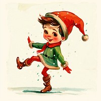 Christmas a boy Balancing on One Foot art illustration background.