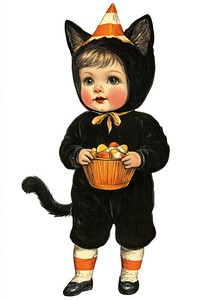 Chubby toddler halloween vintage retro.