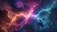 Lightning bolts nebula storm universe.