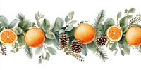 Watercolor winter garland oranges leaves leaf.