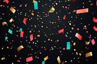 A black background with colorful confetti falling all over it celebration atmosphere festive.