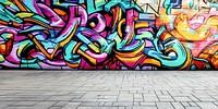 A graffiti wall with colorful and dynamic street art vibrant design urban.