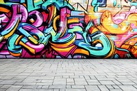 A graffiti wall with colorful and dynamic street art vibrant culture design.