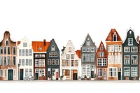 Brown dutch village building border buildings architecture illustration.