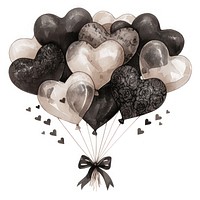 Coquette heart balloon bouquet balloons illustration romantic.