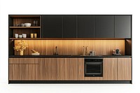 Black modern cabinet kitchen cabinets minimalist appliances.