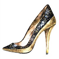 Gold and Black Sparkle Heels illustration footwear elegant.