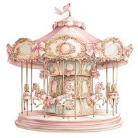 Coquette carousel illustration ribbons pastel.