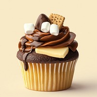 A beautiful choclate cupcake marshmallow photography chocolate.