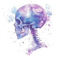 Galaxy element of head skeleton in Watercolor watercolor galaxy art.