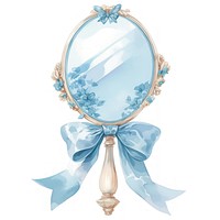 Blue coquette mirror illustration ribbon style.