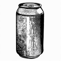 Crumpled soda can halftone effect black.