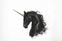 Black color unicorn art illustration mythical.