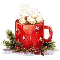 Hot cocoa cup marshmallows illustration chocolate.