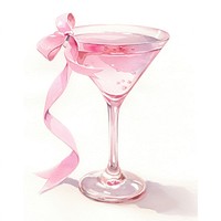 Pastel coquette cocktail illustration watercolor beverage.