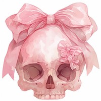 Coquette skull illustration watercolor style.