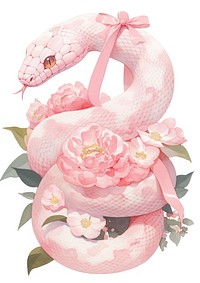 Coquette snake illustration pastel colors.