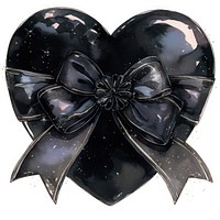 Coquette black heart illustration ribbon dark.