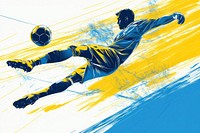 Soccer player kicking the ball art illustration dynamic.