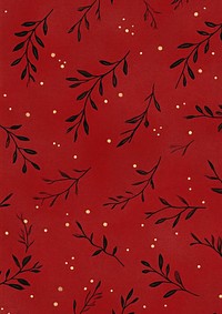 A dark red pattern with small leaves and dots background elegant design.