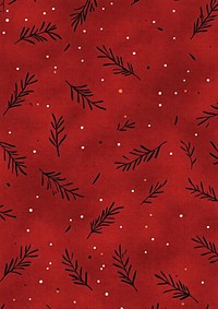 A dark red pattern with small pine leaves and dots background elegant design.