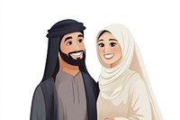 Muslim couple laughing illustrated traditional cultural.