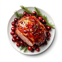 A christmas roasted cranberry with glazed ham dish cranberries food meal.