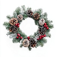 A Christmas wreath with pine cone and christmas cherry and snowy decoration christmas decorations christmas wreath.