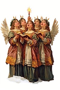 Angel choir art christmas vintage.