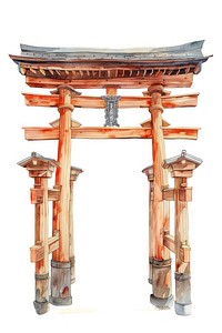 Kyoto Torii gate torii architecture illustration.