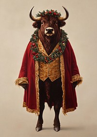 Bison animal illustration christmas.