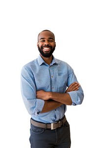 Black man in casual business outfit background standing isolated.