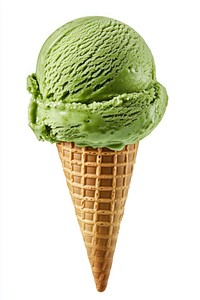 Real matcha icecream cone dessert scoop waffle.