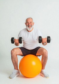 Sportsman with small dumbbells fitness background exercise.