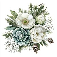 Winter flower bouquet flowers illustration white.