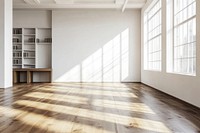 White wall in a modern office interior windows floor minimalist.