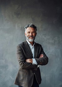 A middle-aged western man portrait blazer hair.