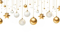 Christmas ornaments invitation border gold christmas white.