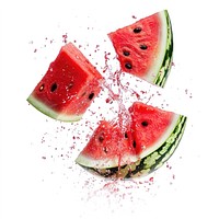 Exploding pieces of watermelon fruit food refreshment.