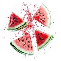 Exploding pieces of watermelon fruit food red.