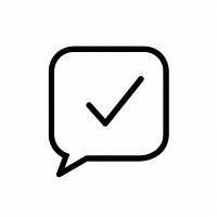 Checkmark speech bubble icon.